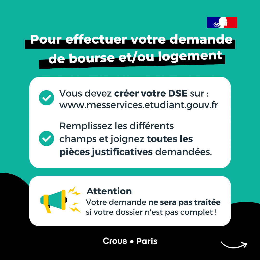 Retrouver les étapes pour faire votre DSE ! Crous Paris