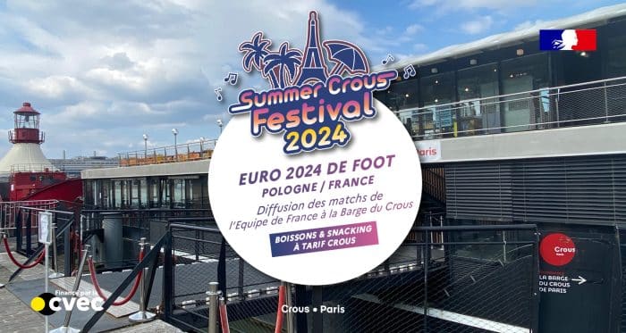 Diffusion match Euro France/Pologne à la Barge du Crous 1 SUMMER CROUS FEST 2024 Match Euro Barge POLOGNE FR