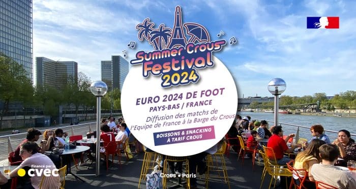 Diffusion match Euro Pays-Bas/France à la Barge du Crous 1 SUMMER CROUS FEST 2024 Match Euro Barge PaysBas FR