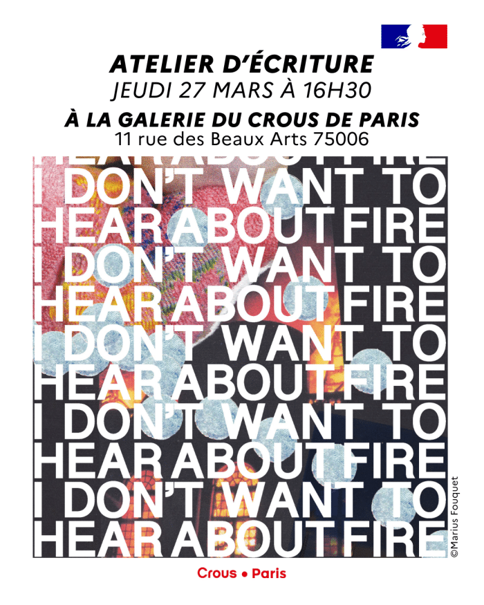 Atelier d'écriture jeudi 27 mars à la galerie du Crous ! 1 Atelier decriture galerie