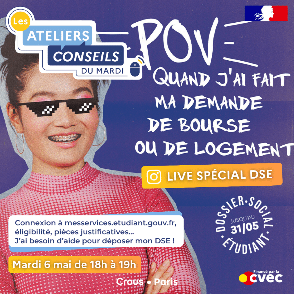 Atelier conseils du mardi 6 mai : Spécial demande de bourse ! 1 INSTA Demande de logement