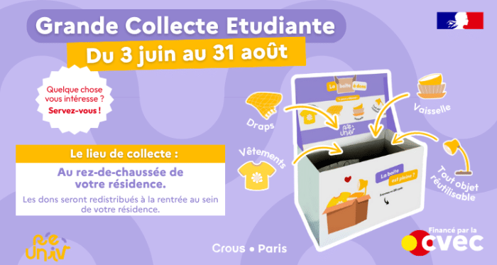 Le Crous de Paris installe des boîtes à dons dans trois de ses résidences 1 Grande collecte etudiante