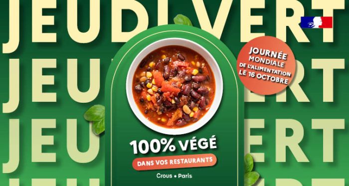 🍽️ Jeudi vert : Menu 100% végétarien dans vos restaurants 🌍 1 BANNIERE jeudi vert 16 OCTOBRE JOURNEE MONDIALE ALIMENTATION