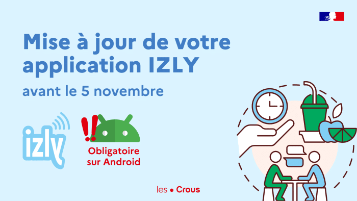 Mise à jour obligatoire de l’application IZLY avant le 5 novembre 2025 1 MAJ IZLY 2025 Ecran dynamique paysage