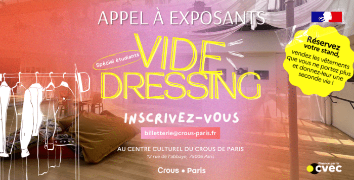 Appel à exposants – Vide-dressing étudiant : vendez vos vêtements 1 BANNIERE Appel a exposants vide dressing mail