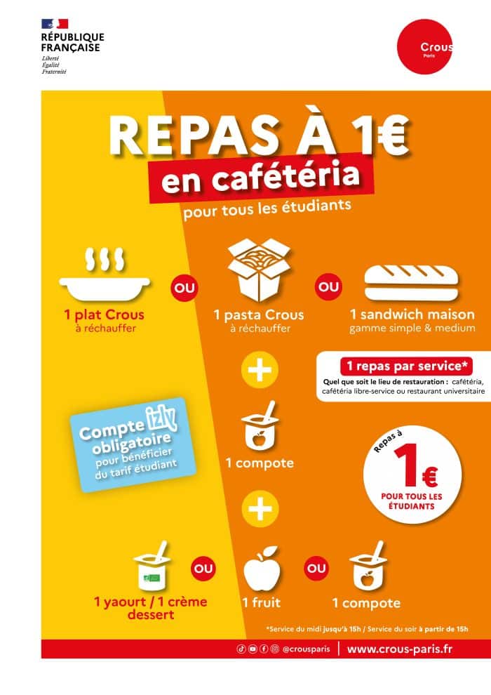 AFFICHE CAFET Repas a 1 euro