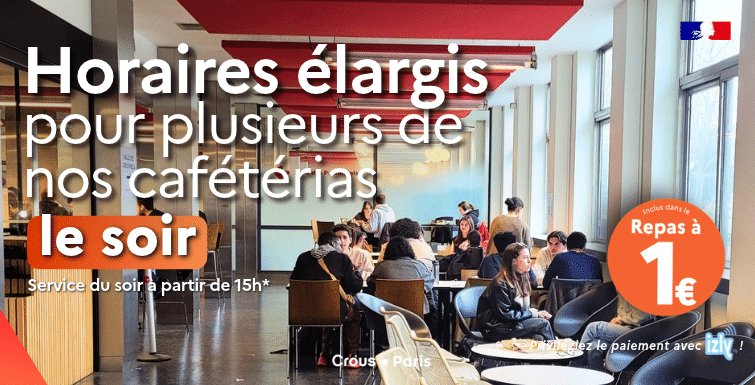Bannière pour l'annonce des horaires élargis des cafétérias le soir