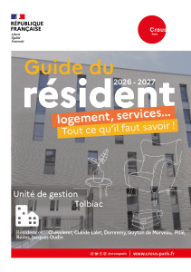 Couv GUIDE DU RESIDENT 2026 Tolbiac